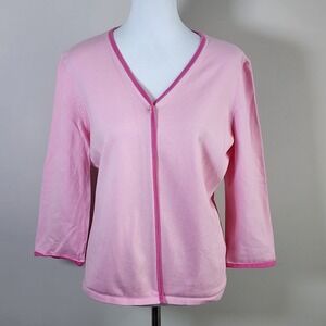 Carroll Reed Cardigan Womens XL Pink V-Neck Cotton Blend Preppy Feminine Girl